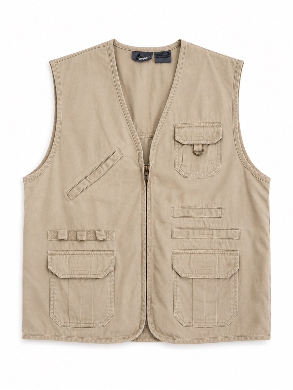 Vintage Lizwear Khaki Utility Vest Multi Pocket Fishing Safari Hunting Cotton